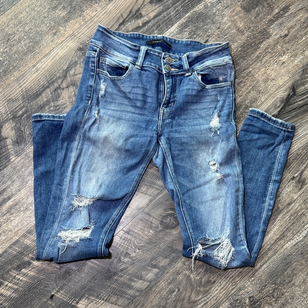 Flying Monkey Blue Ripped Skinny Jeans. Size 27